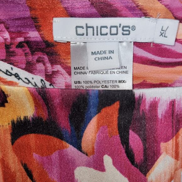 Chicos Womens Batwing Loose Boho Top Size Large XL Colorful Flowy Animal Print - Picture 3 of 9